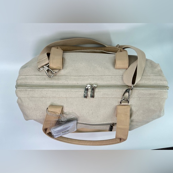 Beis The Weekender Beige Canvas Tote Bag Overnight Zipper Travel - Picture 7 of 12